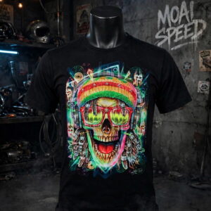 เสื้อยืดสีดำ ดีเจกระโหลก (มือสองสภาพ 95 %) (XL)