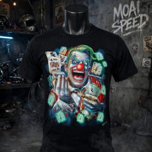 เสื้อยืดสีดำลายโจ๊กเกอร์ (มือสองสภาพ 90 %) (L)