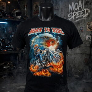 เสื้อยืดสีดำนกอินทรีย์กับปีศาจกระโหลก (มือสองสภาพ 90 %) (L)