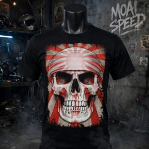 เสื้อยืดสีดำกระโหลกญี่ปุ่น (มือสองสภาพ 90 %) (L) (อก 50 ซม)