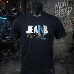 เสื้อยืดสีดำลาย Core Denim Jeans (มือสองสภาพ 90 %) (L) (อก 50 ซม)