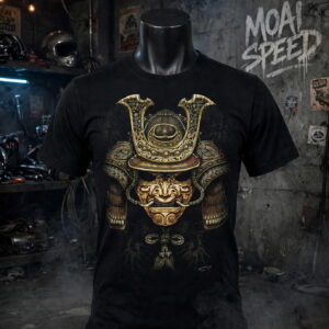 เสื้อยืดสีดำลาย ซามูไรทอง (มือสองสภาพ 90 %) (L) (อก 50 ซม)