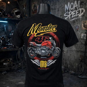 เสื้อยืดสีดำลาย Monster (มือสองสภาพ 90 %) (L) (อก 50 ซม)